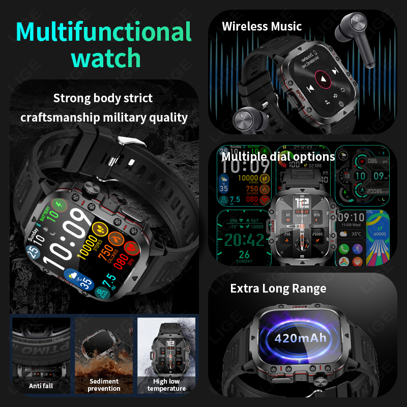 LIGE ساعة ذكية خارجية للرجال ش - مراجعة Smartwatch Faces وسعره