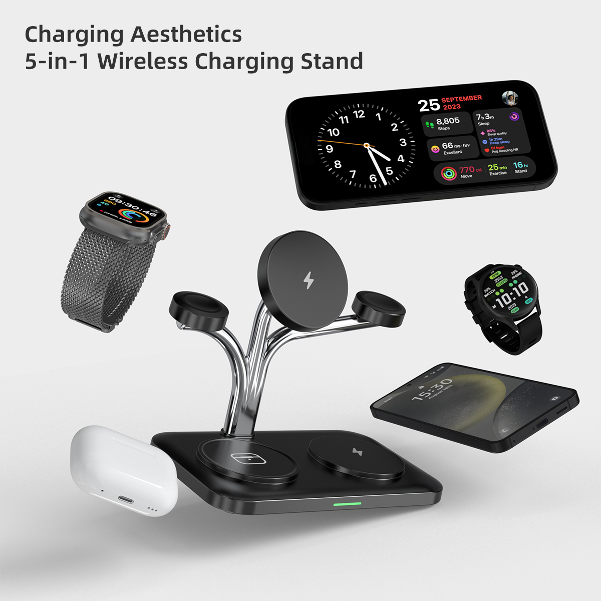 شاحن لاسلكي مغناطيسي 5 في 1 ها - مراجعة Smartwatch Ac وسعره