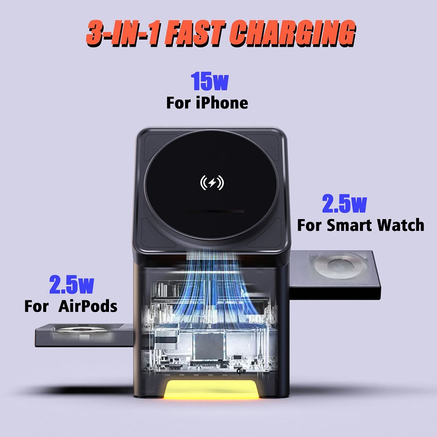 شاحن لاسلكي مغناطيسي 3 في 1 قا - مراجعة Smartwatch Ac وسعره